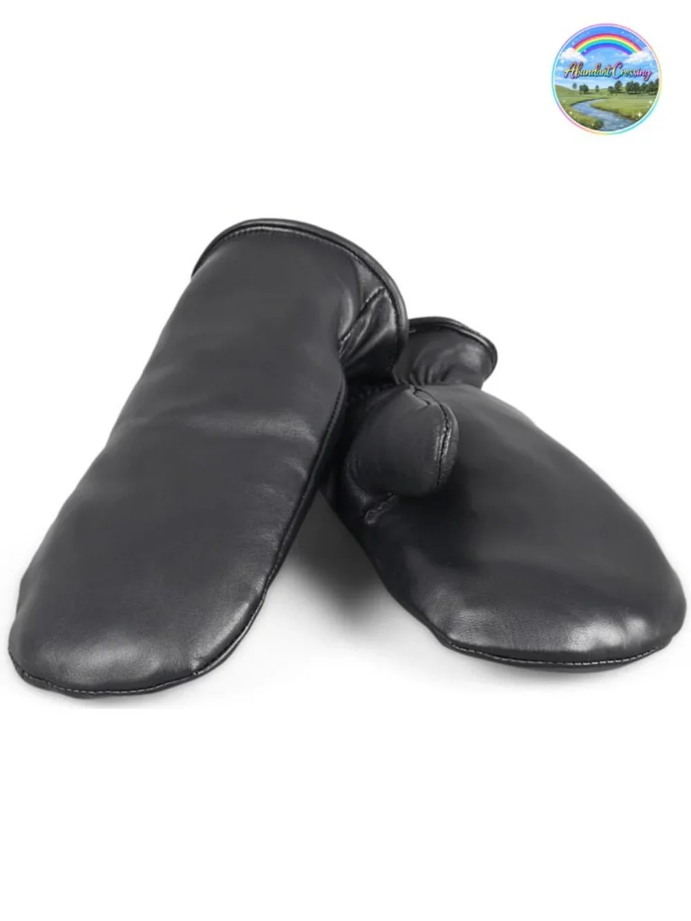 Genuine Shearling Sheepskin Lined Leather Mittens, Waterproof, Unisex Winter